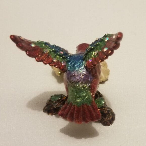 Swarovski-style bejeweled hummingbird-shaped trinket box - Picture 6 of 13
